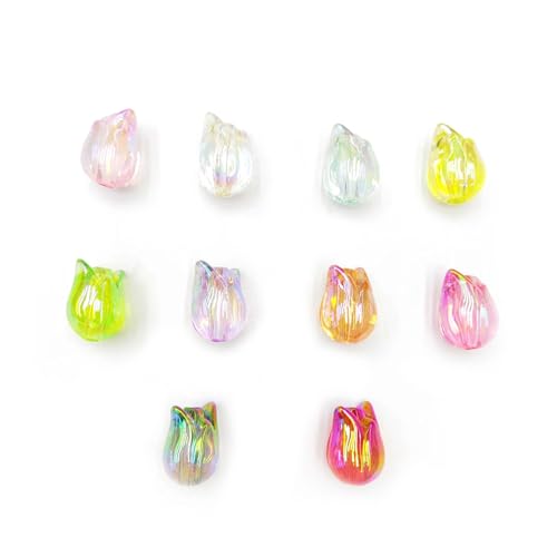 Transparente Tulpenperlen für Schmuckherstellung, Ohrringe, Armbänder, Halsketten, Handykette, Schlüsselanhänger, Perlen, Stifte, Zubehör, DIY-Dekorationen, Heimdekoration (24 x 9 mm Blume), 10 Stück von DADAFA