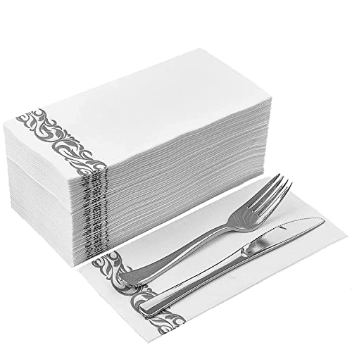 DADAWU Weiße Servietten, Einweg-Handtücher, dekorative Badezimmer-Papierservietten, Leinen-Feel Gästehandtücher für Küche, Partys, Hochzeiten, Jubiläen, Abendessen oder Veranstaltungen (Silber50) DADAWU Weiße Servietten, Einweg-Handtücher, dekorative Badezimmer-Papierservietten, Leinen-Feel Gästehandtücher für Küche, Partys, Hochzeiten, Jubiläen, Abendessen oder Veranstaltungen (Silber50) von DADAWU