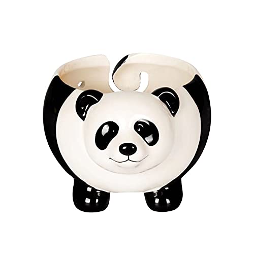 DADEA Keramik-Panda-Strickgarn-Schale, handgefertigte Keramik-Garn-Aufbewahrungsschale mit Löchern, Strickwoll-Aufbewahrungsschale, Häkel-Kit, Organizer, ideales Strick-Häkelzubehör für Stricker von DADEA