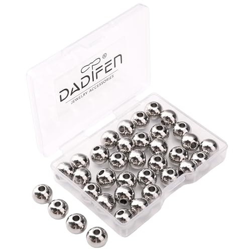 DADIFEN 304 runde Edelstahlperlen, 10 mm, 36 Stück Abstandshalter für Schmuckherstellung und Reparatur DADIFEN 304 runde Edelstahlperlen, 10 mm, 36 Stück Abstandshalter für Schmuckherstellung und Reparatur von DADIFEN