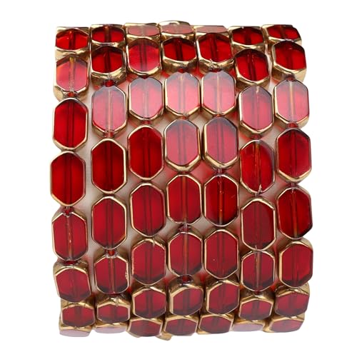 DADIFEN Achteckige Glasperlen, rot, 6 x 9 mm, 28 Stück, rechteckige goldene Kanten, Kristallperlen für Bastelarbeiten, Schmuckherstellung DADIFEN Achteckige Glasperlen, rot, 6 x 9 mm, 28 Stück, rechteckige goldene Kanten, Kristallperlen für Bastelarbeiten, Schmuckherstellung von DADIFEN