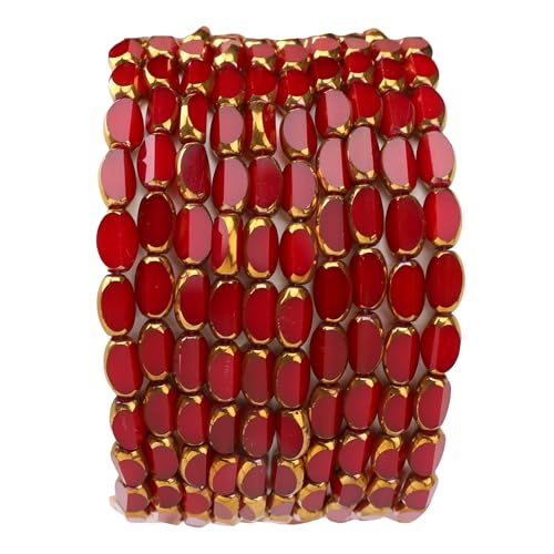 DADIFEN Glasperlen, Reisperlen, rot, 4 x 6 mm, 50 Stück, facettiert, oval, goldener Rand, Kristall, lose Perlen für Bastelarbeiten, Schmuckherstellung DADIFEN Glasperlen, Reisperlen, rot, 4 x 6 mm, 50 Stück, facettiert, oval, goldener Rand, Kristall, lose Perlen für Bastelarbeiten, Schmuckherstellung von DADIFEN