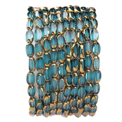 DADIFEN Glasperlen für Reisperlen, transparent, seeblau, 4 x 6 mm, 50 Stück, facettierte, ovale goldene Kanten, Kristalle, lose Perlen für Bastelarbeiten, Schmuckherstellung DADIFEN Glasperlen für Reisperlen, transparent, seeblau, 4 x 6 mm, 50 Stück, facettierte, ovale goldene Kanten, Kristalle, lose Perlen für Bastelarbeiten, Schmuckherstellung von DADIFEN