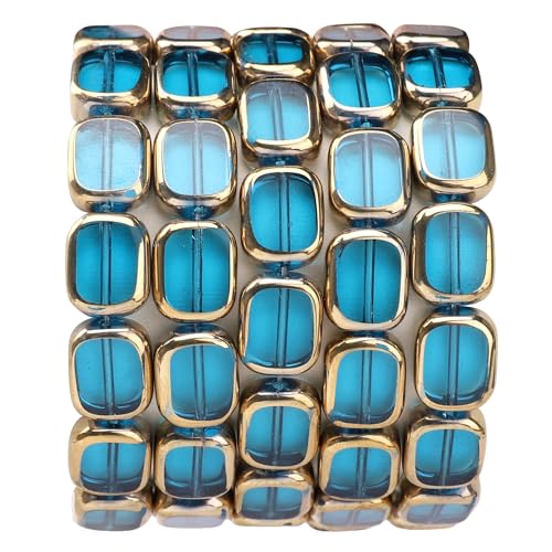 DADIFEN Ovale Glasperlen, Seeblau, 10 x 12 mm, 28 Stück, rechteckige goldene Kanten, Kristallperlen für Bastelarbeiten, Schmuckherstellung DADIFEN Ovale Glasperlen, Seeblau, 10 x 12 mm, 28 Stück, rechteckige goldene Kanten, Kristallperlen für Bastelarbeiten, Schmuckherstellung von DADIFEN