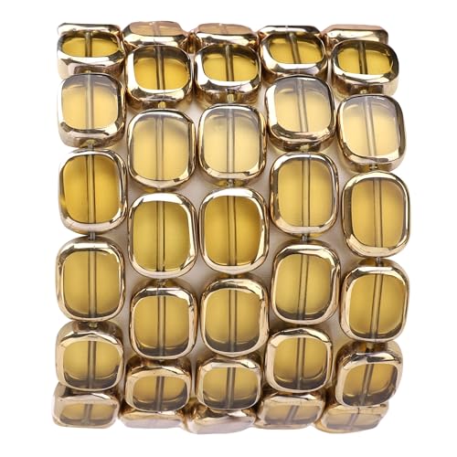 DADIFEN Ovale Glasperlen, gelb, 10 x 12 mm, 28 Stück, rechteckige goldene Kanten, Kristallperlen für Bastelarbeiten, Schmuckherstellung DADIFEN Ovale Glasperlen, gelb, 10 x 12 mm, 28 Stück, rechteckige goldene Kanten, Kristallperlen für Bastelarbeiten, Schmuckherstellung von DADIFEN