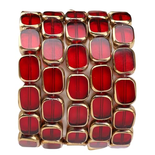 DADIFEN Ovale Glasperlen, rot, 10 x 12 mm, 28 Stück, rechteckige goldene Kanten, Kristallperlen für Bastelarbeiten, Schmuckherstellung DADIFEN Ovale Glasperlen, rot, 10 x 12 mm, 28 Stück, rechteckige goldene Kanten, Kristallperlen für Bastelarbeiten, Schmuckherstellung von DADIFEN