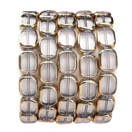 DADIFEN Ovale Glasperlen, transparent, 10 x 12 mm, 28 Stück, rechteckige goldene Kanten, Kristallperlen für Bastelarbeiten, Schmuckherstellung DADIFEN Ovale Glasperlen, transparent, 10 x 12 mm, 28 Stück, rechteckige goldene Kanten, Kristallperlen für Bastelarbeiten, Schmuckherstellung von DADIFEN