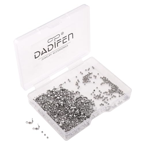 DADIFEN Quetschperlen aus 304 Edelstahl, 1,5 mm und Endkappen, 2,5 x 5 mm, 200 Stück, für Schmuckherstellung und Reparatur DADIFEN Quetschperlen aus 304 Edelstahl, 1,5 mm und Endkappen, 2,5 x 5 mm, 200 Stück, für Schmuckherstellung und Reparatur von DADIFEN
