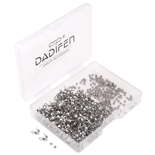 DADIFEN Quetschperlen aus 304 Edelstahl, 2,0 mm und Endkappen, 3,2 x 6,3 mm, 200 Stück, für Schmuckherstellung und Reparatur DADIFEN Quetschperlen aus 304 Edelstahl, 2,0 mm und Endkappen, 3,2 x 6,3 mm, 200 Stück, für Schmuckherstellung und Reparatur von DADIFEN