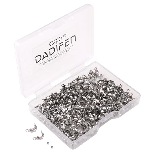 DADIFEN Quetschperlen aus 304 Edelstahl, 2,0 mm und Endkappen, 4 x 8 mm, 200 Stück, für Schmuckherstellung und Reparatur DADIFEN Quetschperlen aus 304 Edelstahl, 2,0 mm und Endkappen, 4 x 8 mm, 200 Stück, für Schmuckherstellung und Reparatur von DADIFEN