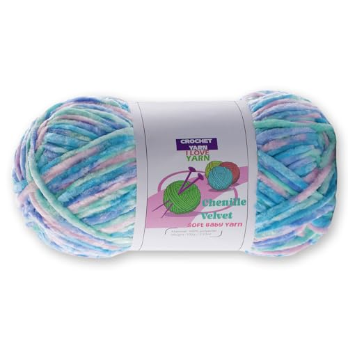 1 Knäuel flauschiges grobes Garn, Chenille, grob zum Häkeln und Handstricken, weiche, dicke, sperrige Garne für die Herstellung von Decken, Schals, Hüten (100 g, 130 m) (Macaron) von DAERBOF