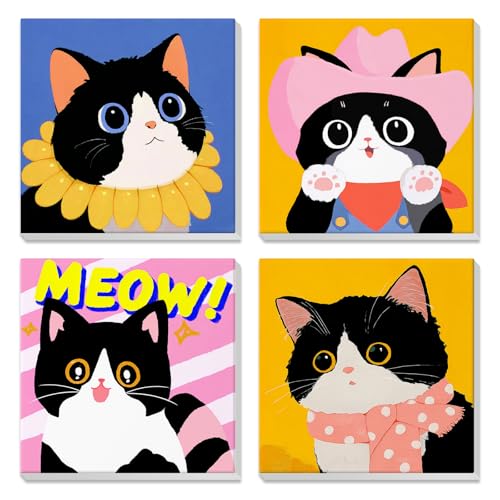 DAERLE 4 Stück Malen Nach Zahlen mit Rahmen, Süße Cartoon Katze, Malen Nach Zahlen für Kinder ab 7 5 10, Pinsel und Acrylfarben, Geschenk Mädchen 9 Jahre, 20x20 cm, Lustige Katze DAERLE 4 Stück Malen Nach Zahlen mit Rahmen, Süße Cartoon Katze, Malen Nach Zahlen für Kinder ab 7 5 10, Pinsel und Acrylfarben, Geschenk Mädchen 9 Jahre, 20x20 cm, Lustige Katze von DAERLE