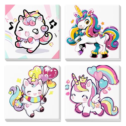 DAERLE 4 Stück Malen Nach Zahlen mit Rahmen, Süßes Einhorn, Malen Nach Zahlen für Kinder ab 7 5 10, Pinsel und Acrylfarben, Geschenk Mädchen 9 Jahre, 20x20 cm, Regenbogeneinhorn DAERLE 4 Stück Malen Nach Zahlen mit Rahmen, Süßes Einhorn, Malen Nach Zahlen für Kinder ab 7 5 10, Pinsel und Acrylfarben, Geschenk Mädchen 9 Jahre, 20x20 cm, Regenbogeneinhorn von DAERLE