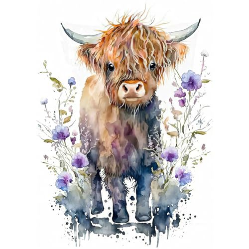 DAERLE 5D Diamant Painting Aquarell Highlander Kuh, Diamond Painting Tier, Diamond Painting Set für Erwachsene Mosaikherstellung, Diamant Malerei für Haus Dekoration 30x40cm DAERLE 5D Diamant Painting Aquarell Highlander Kuh, Diamond Painting Tier, Diamond Painting Set für Erwachsene Mosaikherstellung, Diamant Malerei für Haus Dekoration 30x40cm von DAERLE