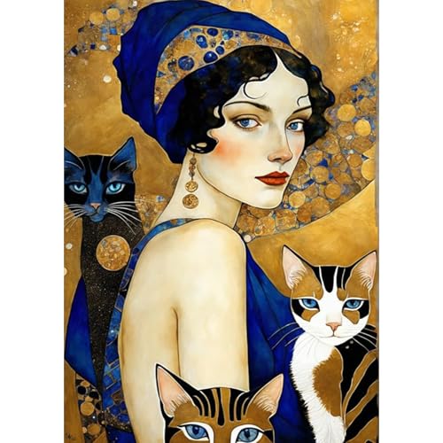 DAERLE 5D Diamant Painting Bilder Elegante Frau mit Katze, Diamond Painting Vintage Frauen, Diamond Painting Set für Erwachsene, Mosaikherstellung Diamant Malerei für Haus Dekoration 30x40 cm DAERLE 5D Diamant Painting Bilder Elegante Frau mit Katze, Diamond Painting Vintage Frauen, Diamond Painting Set für Erwachsene, Mosaikherstellung Diamant Malerei für Haus Dekoration 30x40 cm von DAERLE
