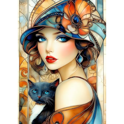 DAERLE 5D Diamant Painting Bilder Vintage Mädchen, Diamond Painting Elegante Frau, Diamond Painting Set für Erwachsene, Mosaikherstellung Diamant Malerei für Haus Dekoration 30x40 cm DAERLE 5D Diamant Painting Bilder Vintage Mädchen, Diamond Painting Elegante Frau, Diamond Painting Set für Erwachsene, Mosaikherstellung Diamant Malerei für Haus Dekoration 30x40 cm von DAERLE