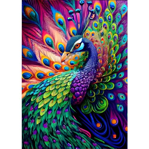 DAERLE 5D Diamond Painting Bunter Pfau, Diamant Painting Bilder Tier, Diamond Art Erwachsene Full DIY Diamant Kunst Malerei Stickerei Set Kreuzstich für Home Wand Dekor 30x40cm DAERLE 5D Diamond Painting Bunter Pfau, Diamant Painting Bilder Tier, Diamond Art Erwachsene Full DIY Diamant Kunst Malerei Stickerei Set Kreuzstich für Home Wand Dekor 30x40cm von DAERLE