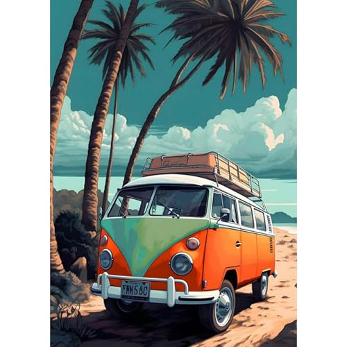 DAERLE 5D Diamond Painting Bus, Diamant Painting Bilder Blick aufs Meer, Diamond Art Erwachsene Landschaft DIY Diamant Kunst Malerei Stickerei Set Kreuzstich für Home Wand Dekor 30x40cm DAERLE 5D Diamond Painting Bus, Diamant Painting Bilder Blick aufs Meer, Diamond Art Erwachsene Landschaft DIY Diamant Kunst Malerei Stickerei Set Kreuzstich für Home Wand Dekor 30x40cm von DAERLE