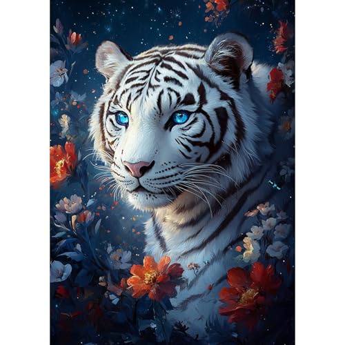 DAERLE 5D Diamond Painting Weißer Tiger, Diamant Painting Bilder Tiger mit Blume, Diamond Art Erwachsene DIY Diamant Kunst Malerei Stickerei Set Kreuzstich für Home Wand Dekor 30x40cm DAERLE 5D Diamond Painting Weißer Tiger, Diamant Painting Bilder Tiger mit Blume, Diamond Art Erwachsene DIY Diamant Kunst Malerei Stickerei Set Kreuzstich für Home Wand Dekor 30x40cm von DAERLE