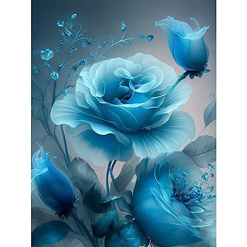 DAERLE Blumen Diamond Painting Erwachsene, 5D Diamant Painting Bilder Erwachsene Blaue Blumen, DIY Diamond Painting Bilder Diamant Malerei Set für Wanddekoration 30x40cm DAERLE Blumen Diamond Painting Erwachsene, 5D Diamant Painting Bilder Erwachsene Blaue Blumen, DIY Diamond Painting Bilder Diamant Malerei Set für Wanddekoration 30x40cm von DAERLE