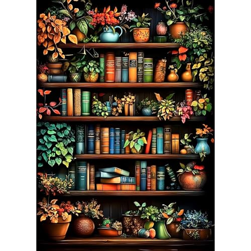 DAERLE DIY Diamond Painting Bücherregal mit bunten Büchern, Diamond Painting Erwachsene Topfpflanzen, 5D Diamant Painting Bilder, Mosaikherstellung Bastelset für Haus Wanddeko 30x40cm DAERLE DIY Diamond Painting Bücherregal mit bunten Büchern, Diamond Painting Erwachsene Topfpflanzen, 5D Diamant Painting Bilder, Mosaikherstellung Bastelset für Haus Wanddeko 30x40cm von DAERLE