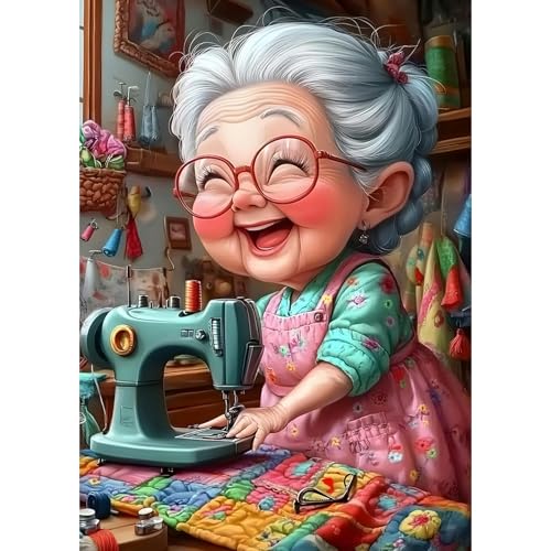 DAERLE DIY Diamond Painting Nähende Oma, Diamond Painting Erwachsene Glückliche alte Dame, 5D Diamant Painting Bilder, Mosaikherstellung Bastelset für Haus Wanddeko 30x40cm DAERLE DIY Diamond Painting Nähende Oma, Diamond Painting Erwachsene Glückliche alte Dame, 5D Diamant Painting Bilder, Mosaikherstellung Bastelset für Haus Wanddeko 30x40cm von DAERLE