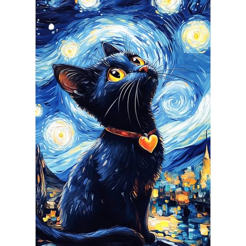 DAERLE DIY Diamond Painting Schwarze Katze, Diamond Painting Erwachsene Sternennacht, 5D Diamant Painting Bilder, Mosaikherstellung Bastelset für Haus Wanddeko 30x40cm DAERLE DIY Diamond Painting Schwarze Katze, Diamond Painting Erwachsene Sternennacht, 5D Diamant Painting Bilder, Mosaikherstellung Bastelset für Haus Wanddeko 30x40cm von DAERLE
