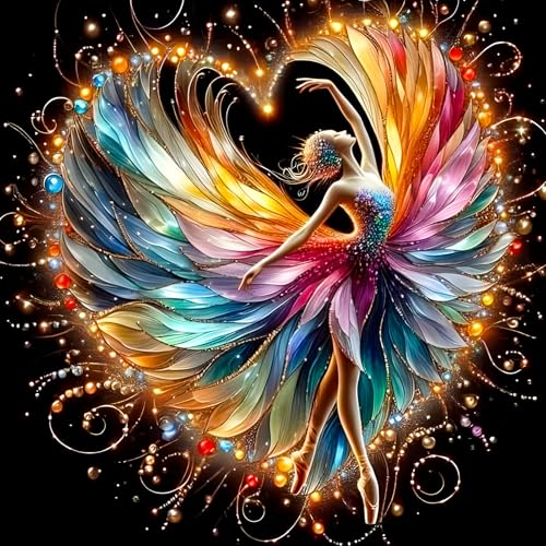 DAERLE Diamant Painting Bilder für Erwachsene Fantasie Ballett Mädchen, 5D Diamond Painting Fantasie Engel, DIY Strass Bilder Diamant Kunst Kits, Diamant Painting für Home Wand Décor 30x30 cm von DAERLE