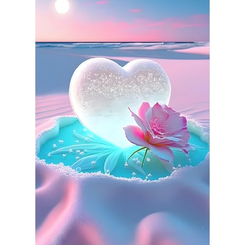 DAERLE Diamant Painting Bilder für Erwachsene Herz am Strand, 5D Diamond Painting Liebesblume, DIY Strass Bilder Diamant Kunst Kits, Diamant Painting für Home Wand Décor 30x40 cm DAERLE Diamant Painting Bilder für Erwachsene Herz am Strand, 5D Diamond Painting Liebesblume, DIY Strass Bilder Diamant Kunst Kits, Diamant Painting für Home Wand Décor 30x40 cm von DAERLE