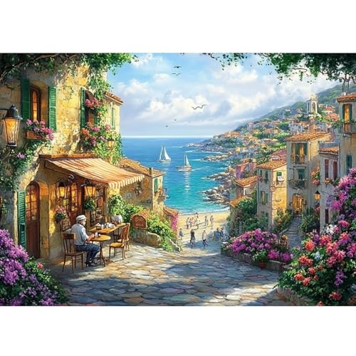 DAERLE Diamant Painting Bilder für Erwachsene Seestück Ansicht, 5D Diamond Painting Landschaft, DIY Strass Bilder Diamant Kunst Kits, Diamant Painting für Home Wand Décor 40x30 cm Blumenstraße DAERLE Diamant Painting Bilder für Erwachsene Seestück Ansicht, 5D Diamond Painting Landschaft, DIY Strass Bilder Diamant Kunst Kits, Diamant Painting für Home Wand Décor 40x30 cm Blumenstraße von DAERLE
