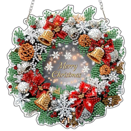 DAERLE Diamond Painting Anhänger, Weihnachtskranz, Diamond Paintings Fensterdeko Hängend, Weihnachtskränze, Diamant Painting Fensterbilder mit Kette für Fenster Wand und Eingang Decor DAERLE Diamond Painting Anhänger, Weihnachtskranz, Diamond Paintings Fensterdeko Hängend, Weihnachtskränze, Diamant Painting Fensterbilder mit Kette für Fenster Wand und Eingang Decor von DAERLE