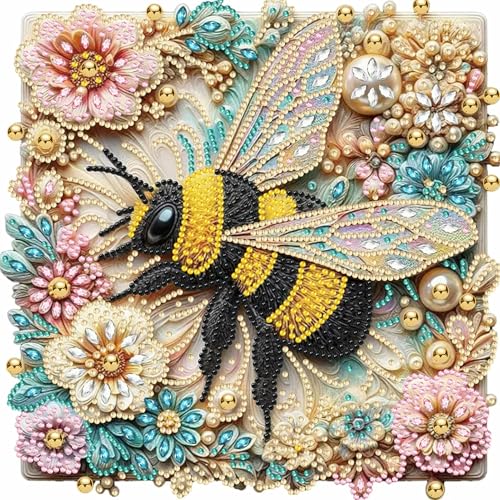 DAERLE Diamond Painting Blume Biene, Diamant Painting Bilder Speziell geformt, Diamond Art Erwachsene DIY Diamant Kunst Malerei Stickerei Set Kreuzstich für Home Wand Dekor 30x30cm DAERLE Diamond Painting Blume Biene, Diamant Painting Bilder Speziell geformt, Diamond Art Erwachsene DIY Diamant Kunst Malerei Stickerei Set Kreuzstich für Home Wand Dekor 30x30cm von DAERLE