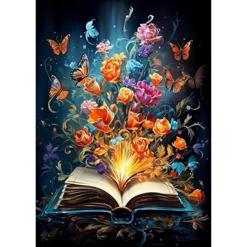 DAERLE Diamond Painting Buch des Wissens, Diamond Painting Erwachsene, Diamant Painting Bilder Blumen und Schmetterlinge, DIY 5D Diamond Painting Set für Wand Dekor 30x40cm DAERLE Diamond Painting Buch des Wissens, Diamond Painting Erwachsene, Diamant Painting Bilder Blumen und Schmetterlinge, DIY 5D Diamond Painting Set für Wand Dekor 30x40cm von DAERLE