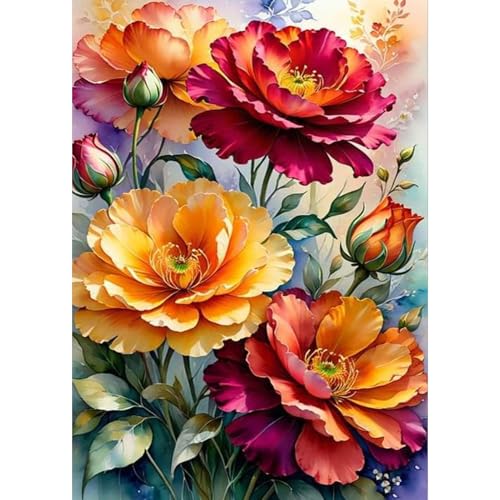 DAERLE Diamond Painting Bunte Blumen, Diamant Painting Bilder Pfingstrose, DIY Diamant Vollbild, Malen Nach Zahlen Erwachsene, 5D Diamant Painting für Wand Dekoration 30x40cm DAERLE Diamond Painting Bunte Blumen, Diamant Painting Bilder Pfingstrose, DIY Diamant Vollbild, Malen Nach Zahlen Erwachsene, 5D Diamant Painting für Wand Dekoration 30x40cm von DAERLE