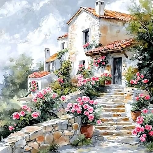 DAERLE Diamond Painting Erwachsene, Altes, mit Blumen überwuchertes Dorf, 5D DIY Diamant Painting Bilder Landschaft, Diamant Malerei Diamond Painting Runde Steine für Zuhause Dekor 30x30 cm DAERLE Diamond Painting Erwachsene, Altes, mit Blumen überwuchertes Dorf, 5D DIY Diamant Painting Bilder Landschaft, Diamant Malerei Diamond Painting Runde Steine für Zuhause Dekor 30x30 cm von DAERLE