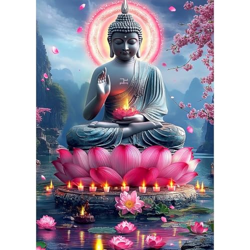 DAERLE Diamond Painting Erwachsene, Buddha, 5D DIY Diamant Painting Bilder Buddha-Lotus, Diamant Malerei Diamond Painting Runde Steine für Zuhause Dekor 30x40 cm DAERLE Diamond Painting Erwachsene, Buddha, 5D DIY Diamant Painting Bilder Buddha-Lotus, Diamant Malerei Diamond Painting Runde Steine für Zuhause Dekor 30x40 cm von DAERLE