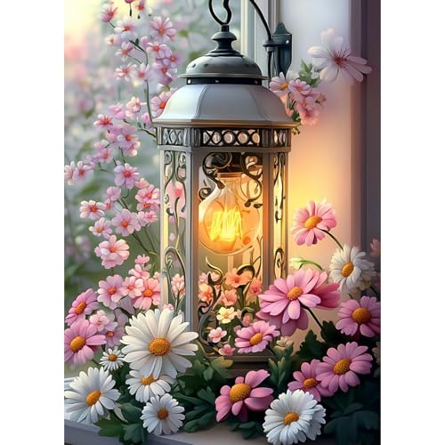 DAERLE Diamond Painting Erwachsene, Laterne mit Blumen, 5D DIY Diamant Painting Bilder Blumenlaterne, Diamant Malerei Diamond Painting Runde Steine für Zuhause Dekor 30x40 cm DAERLE Diamond Painting Erwachsene, Laterne mit Blumen, 5D DIY Diamant Painting Bilder Blumenlaterne, Diamant Malerei Diamond Painting Runde Steine für Zuhause Dekor 30x40 cm von DAERLE