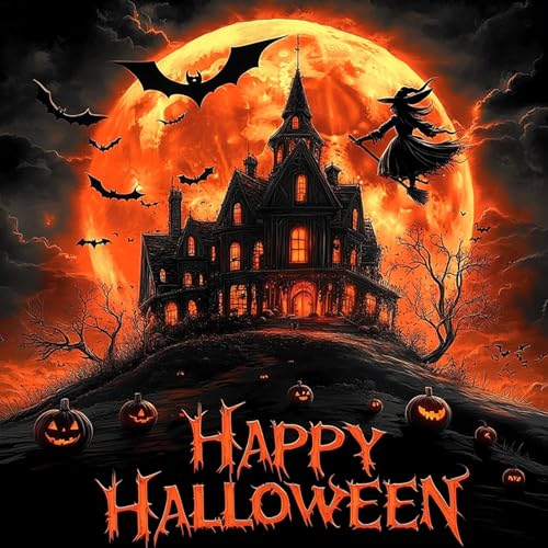 DAERLE Diamond Painting Erwachsene, Spukhaus im Wald, 5D Diamant Painting Bilder Anfänger Happy Halloween, DIY Runder Vollbohrer Diamanten Malerei Home Wand Dekor 30x30cm DAERLE Diamond Painting Erwachsene, Spukhaus im Wald, 5D Diamant Painting Bilder Anfänger Happy Halloween, DIY Runder Vollbohrer Diamanten Malerei Home Wand Dekor 30x30cm von DAERLE