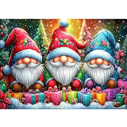 DAERLE Diamond Painting Erwachsene, Weihnachtszwerg, Diamant Painting Bilder, Lustige Familie, Diamond Painting Kits, 5D Diamant Malerei Set für für Home Wand Décor 40x30cm von DAERLE