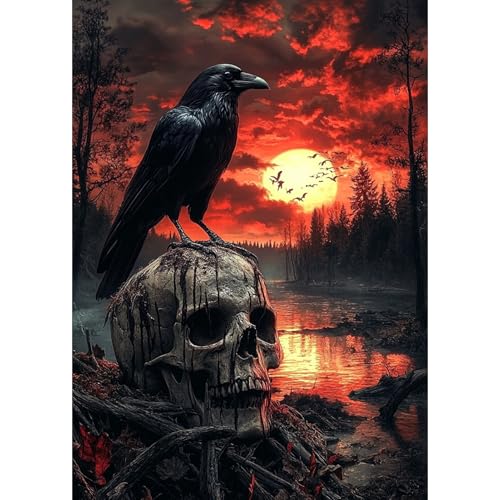 DAERLE Diamond Painting Erwachsene Halloween, Monsterkrähe, 5D DIY Diamant Painting Bilder Krähe und Gothic, Diamant Malerei Diamond Painting Runde Steine für Zuhause Dekor 30x40 cm DAERLE Diamond Painting Erwachsene Halloween, Monsterkrähe, 5D DIY Diamant Painting Bilder Krähe und Gothic, Diamant Malerei Diamond Painting Runde Steine für Zuhause Dekor 30x40 cm von DAERLE