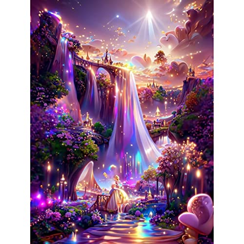 DAERLE Diamond Painting Erwachsene Wonderland 5D Diamant Painting Bilder Erwachsene Diamond Painting DIY Diamond Painting Bilder Kinder Diamant Malerei Set 30x40cm für Wanddekorationn Wasserfall von DAERLE