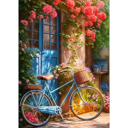 DAERLE Diamond Painting Fahrrad Landschaft, Diamant Painting Bilder Altes Fahrrad Blumen Straße, DIY Diamant Vollbild, Malen Nach Zahlen Erwachsene, 5D Diamant Painting für Wand Dekoration 30x40cm DAERLE Diamond Painting Fahrrad Landschaft, Diamant Painting Bilder Altes Fahrrad Blumen Straße, DIY Diamant Vollbild, Malen Nach Zahlen Erwachsene, 5D Diamant Painting für Wand Dekoration 30x40cm von DAERLE