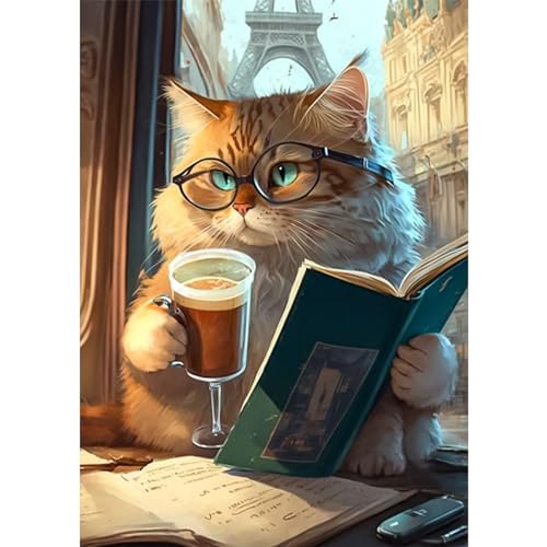 DAERLE Diamond Painting Katze trinkt Tee, Diamant Painting Bilder Katze, Diamond Painting Kinder Erwachsene DIY Diamant Vollbild, Malen Nach Zahlen 5D Diamant Painting für Wand Dekor 30x40cm DAERLE Diamond Painting Katze trinkt Tee, Diamant Painting Bilder Katze, Diamond Painting Kinder Erwachsene DIY Diamant Vollbild, Malen Nach Zahlen 5D Diamant Painting für Wand Dekor 30x40cm von DAERLE