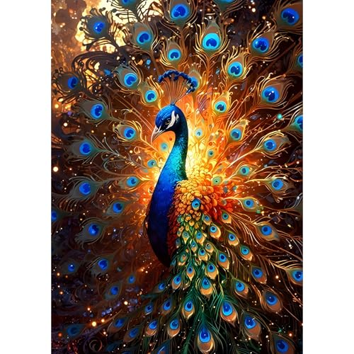 DAERLE Diamond Painting Kits für Erwachsene, Beleuchteter Pfau, 5D Pfau Diamant Malerei Set, DIY Diamantmalerei Basteln Bilder Arts als Geschenk für Home Wand Décor 30x40cm DAERLE Diamond Painting Kits für Erwachsene, Beleuchteter Pfau, 5D Pfau Diamant Malerei Set, DIY Diamantmalerei Basteln Bilder Arts als Geschenk für Home Wand Décor 30x40cm von DAERLE