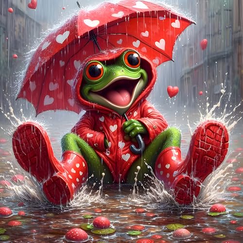 DAERLE Diamond Painting Kits für Erwachsene, Lustiger Frosch, 5D Süßer Frosch Diamant Malerei Set, DIY Diamantmalerei Basteln Bilder Arts als Geschenk für Home Wand Décor 30x30cm von DAERLE