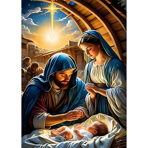 DAERLE Diamond Painting Kits für Erwachsene, Weihnachten Jesus, 5D Weihnachtskrippe Diamant Malerei Set, DIY Diamantmalerei Basteln Bilder Arts als Geschenk für Home Wand Décor 30x40cm DAERLE Diamond Painting Kits für Erwachsene, Weihnachten Jesus, 5D Weihnachtskrippe Diamant Malerei Set, DIY Diamantmalerei Basteln Bilder Arts als Geschenk für Home Wand Décor 30x40cm von DAERLE