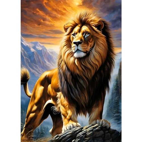 DAERLE Diamond Painting Löwe, 5D Diamant Painting Bilder Wildes Tier Set Erwachsene Kinder, DIY Full Diamant Malen nach Zahlen für Wohnzimmer Schlafzimmer Büro Wand Dekoration 30x40cm von DAERLE