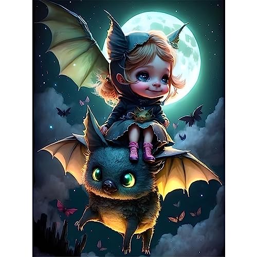 DAERLE Diamond Painting Niedliche Fledermaus, Diamant Painting Bilder Niedliches kleines Mädchen und Haustier, Diamond Painting Erwachsene Wohnzimmer Schlafzimmer Büro Halloween Dekoration 30x40cm DAERLE Diamond Painting Niedliche Fledermaus, Diamant Painting Bilder Niedliches kleines Mädchen und Haustier, Diamond Painting Erwachsene Wohnzimmer Schlafzimmer Büro Halloween Dekoration 30x40cm von DAERLE