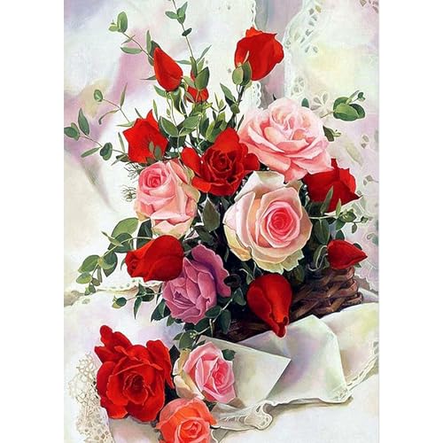 DAERLE Diamond Painting Rote und rosa Rosen, Diamond Painting Erwachsene, Diamant Painting Bilder Blume, DIY 5D Diamond Painting Set für Wand Dekor 30x40cm DAERLE Diamond Painting Rote und rosa Rosen, Diamond Painting Erwachsene, Diamant Painting Bilder Blume, DIY 5D Diamond Painting Set für Wand Dekor 30x40cm von DAERLE