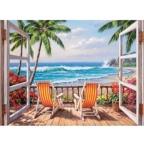 DAERLE Diamond Painting Sandstrand, 5D Diamant Painting Bilder Landschaft Set Erwachsene Kinder, DIY Full Diamant Malen nach Zahlen für Wohnzimmer Schlafzimmer Büro Wand Dekoration 40x30cm von DAERLE